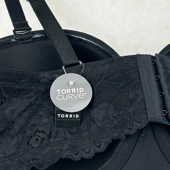 Torrid Bra‎ Womens 40C Curve Bombshell Everyday Strapless Black Lace Convertible - Picture 9 of 13